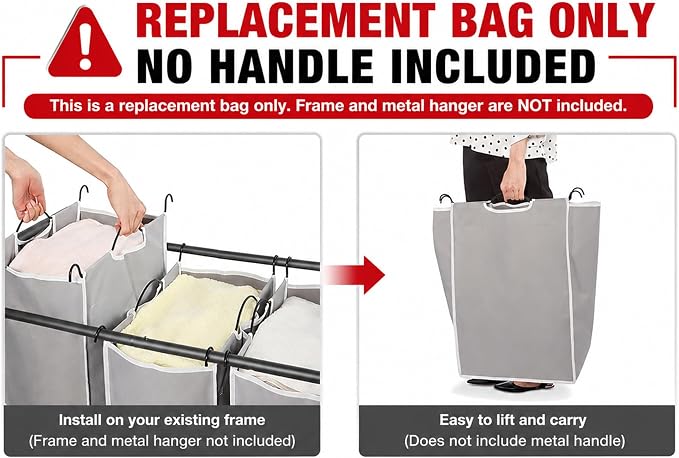 STORAGE MANIAC 2 Pack Laundry Sorter Replacement Bags, Oxford Fabric, Fits - Image 3