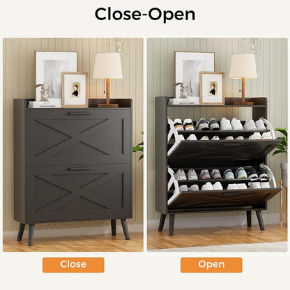 Homleke Farmhouse Shoe Storage Cabinet - Image 6