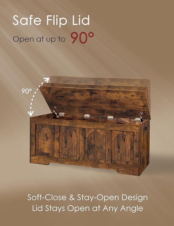 DINZI LVJ Storage Chest, 47.2" Wooden Toy Box - Image 4