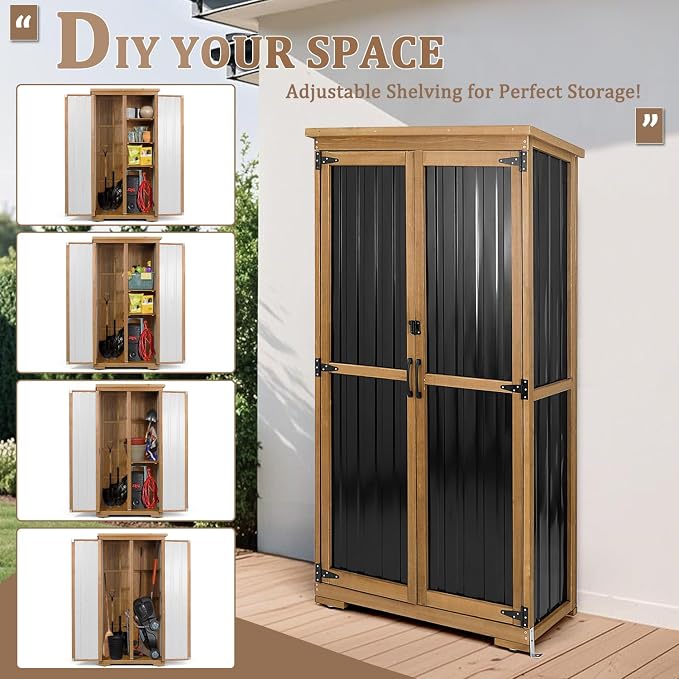 Outdoor Storage Cabinet with Shelves Outside Storage Shed Weather-Resistant - Image 3