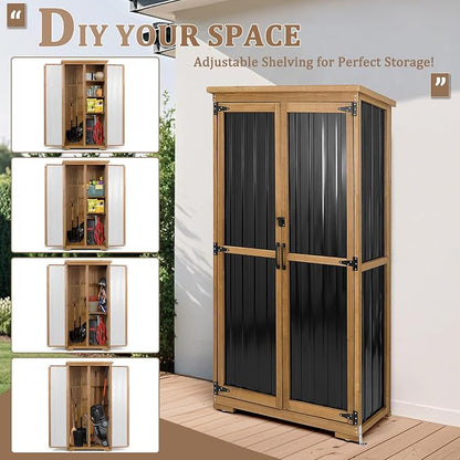 Outdoor Storage Cabinet with Shelves Outside Storage Shed Weather-Resistant - Image 3