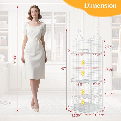 Yuyetuyo 5 Tier Hanging Closet Organizer Separable Hanging Closet Shelves - Image 3