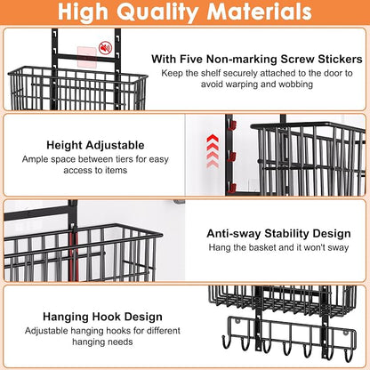 Hongtamoya Adjustable Over the Door Organizer, Metal Hanging Door Organizer - Image 4
