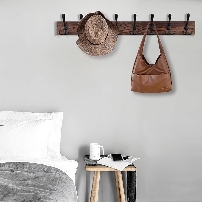 32.2'' Large Coat Rack Wall Mount Coat Hooks Coat Hanger - Image 6