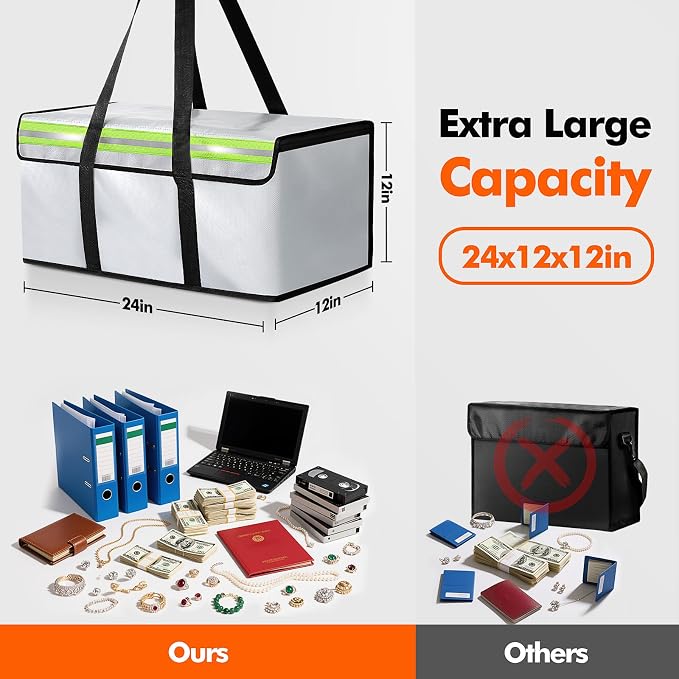 Large Fireproof Document Bag for Home Safe Storage, 4-layer fiberglass - Image 2