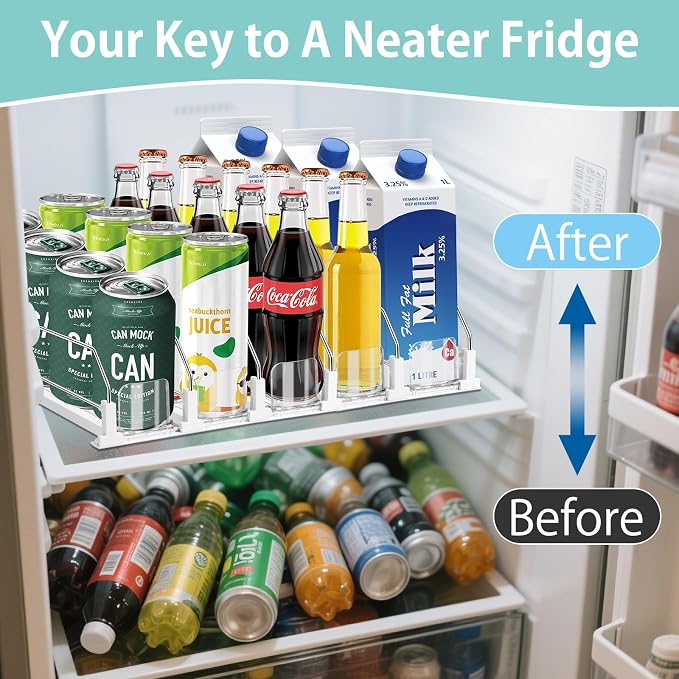 Drink Organizer for Fridge, 5 Row Automatic Pusher Glide, Adjustable Width Soda - Image 8