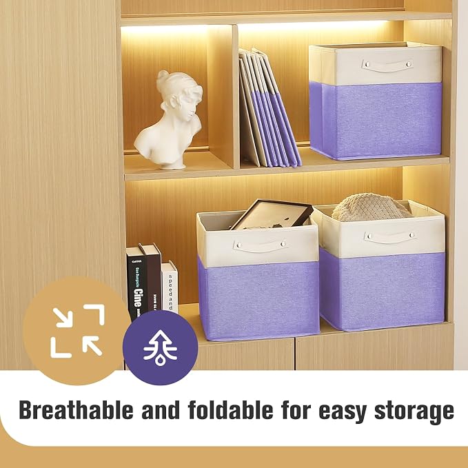 FinishingBo 13x13x13 Storage Cube Bins 6 Pack, Cube Shelf Baskets | Foldable - Image 2