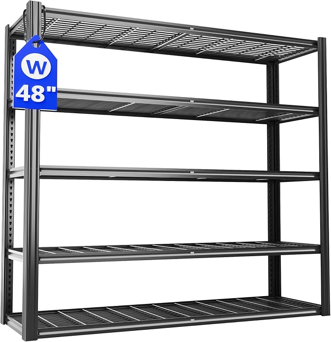 48" W Metal Garage Shelving 5 Tier Storage Shelves Heavy Duty 3030LBS by VDEVY