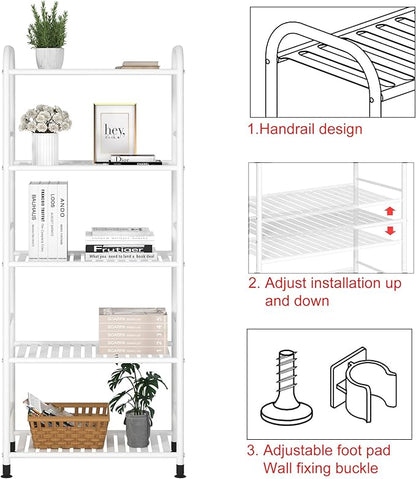 JSB 5-Tier Adjustable Shelving Unit, Heavy Duty Storage Rack Organizer Metal - Image 6