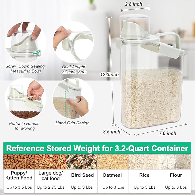 TBMax Rice Container Cereal Storage Container 2 Pack 3.2-Quart, Kitchen Pantry - Image 2