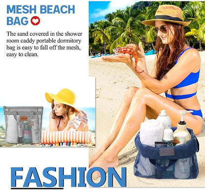 3 Pcs Portable Mesh Shower Caddy Tote, Quick Dry Tote Bag Mesh Beach Bags - Image 5