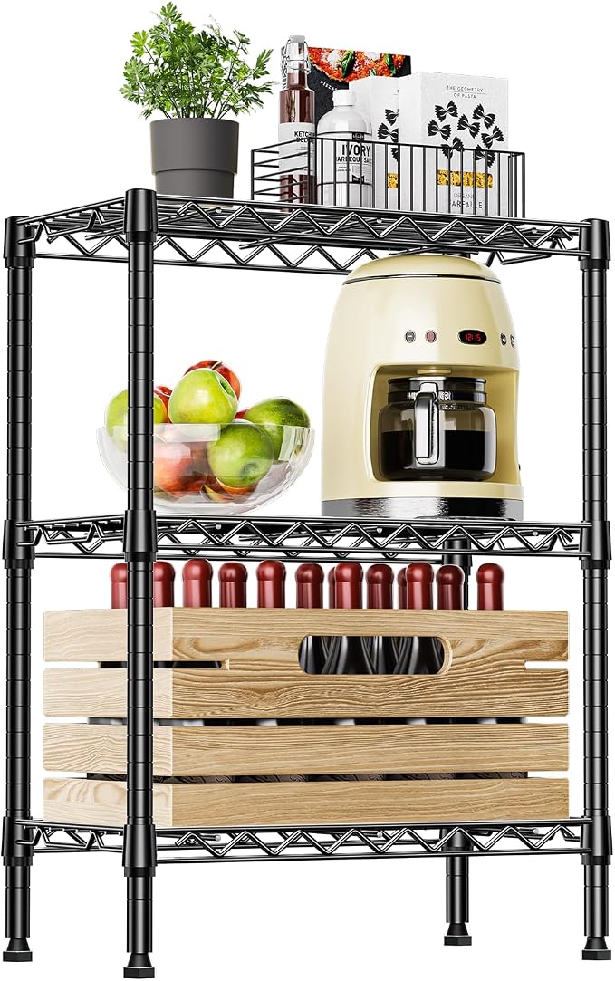 IZEUK 3-Tier Steel Storage Shelves, Heavy Duty Metal Shelf Wire Shelving Rack by IZEUK