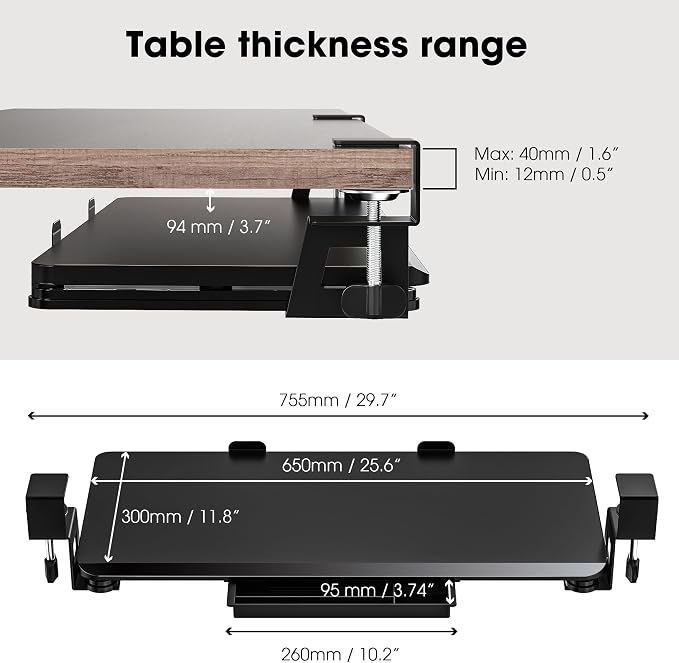 Fenge Keyboard Tray Under Desk, Pull Out Keyboard & Mouse Tray - Image 5