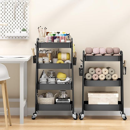 TOOLF 4 Tier Rolling Cart with Pegboard, Metal Storage Organizer Cart with - Image 2