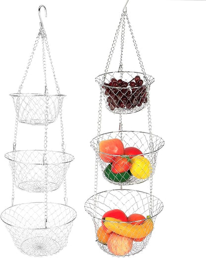 3‑tier Hanging Basket, Hanging Fruit and Vegetable Basket, Heavy Duty Wire - Image 8