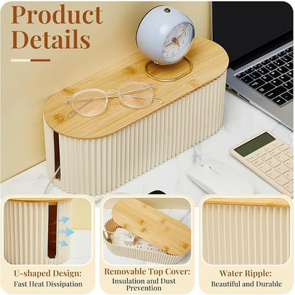 Marsui 2 Pcs Beige Cable Management Organizer Box - Image 3