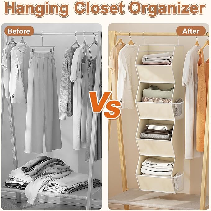 4 Shelf Hanging Closet Organizer Closet Storage - Image 6