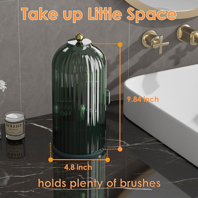 Makeup Brush Holder with Lid 360 Rotating Clear Dustproof Make Up Organizers - Image 6
