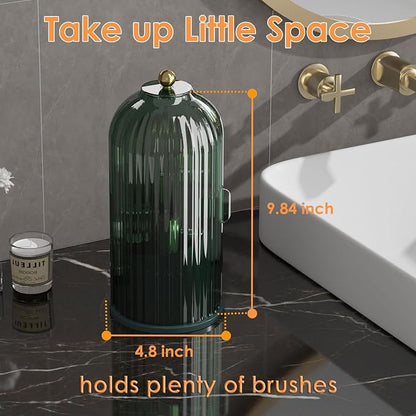 Makeup Brush Holder with Lid 360 Rotating Clear Dustproof Make Up Organizers - Image 6