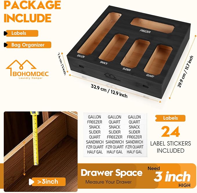 Bamboo Ziplock Bag Storage Organizer - Image 3