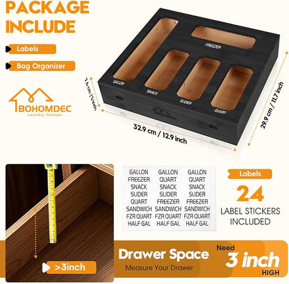 Bamboo Ziplock Bag Storage Organizer - Image 3