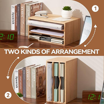 KIRIGEN Wooden Desktop Organizer Paper Storage Letter Tray File Sorter - Image 4
