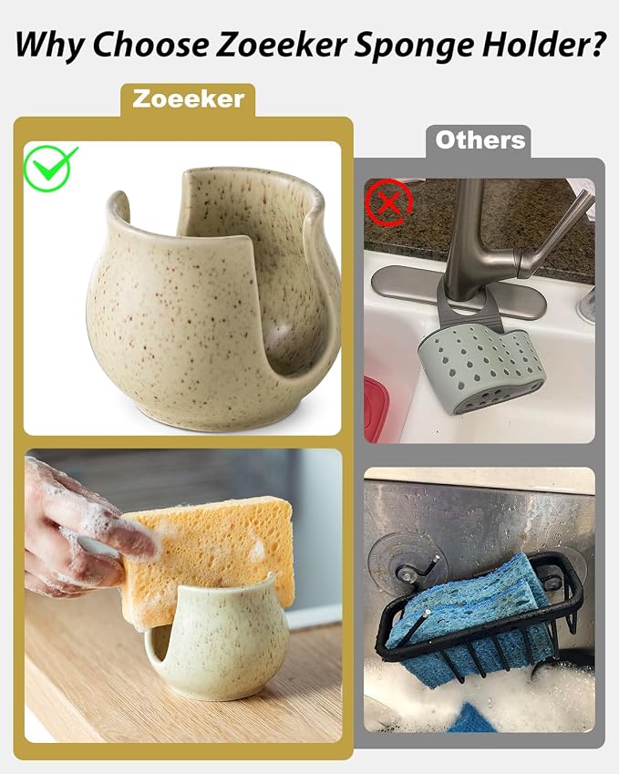 Ceramic Dish Sponge Holder, Sponge Caddy - Image 3