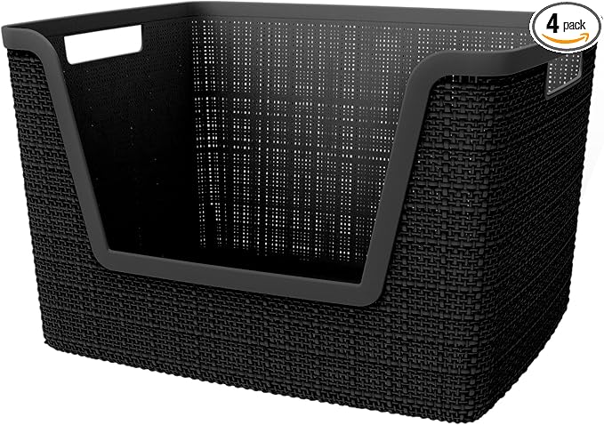 Curver Set of 4 Large 18L Easy Access Jute Decorative Plastic Organization and by Curver