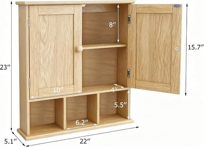 TaoHFE Natural Wooden Color Bathroom Wall Cabinet - Image 2