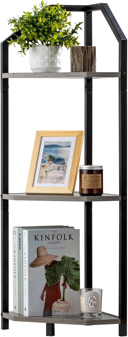 Fun Memories 3 Tier Corner Shelf, 40” Corner Shelf Stand, Corner Bookshelf by FunMemories