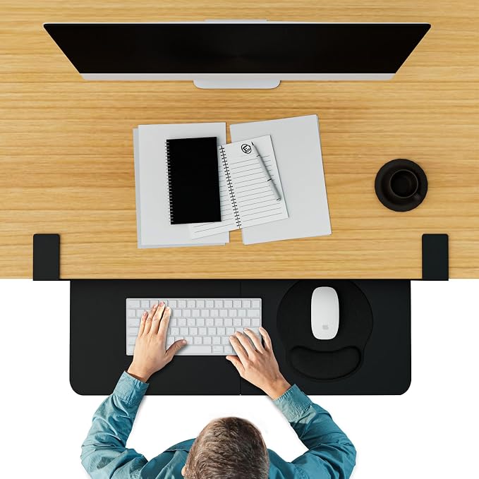 Desktop Keyboard Tray, Under Desk Pull Out, 26.77" X 11.81" Large Size Keyboard - Image 6