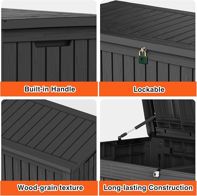 180 Gallon Lockable Resin Outdoor Storage Box, Waterproof & Weather Resistant - Image 5