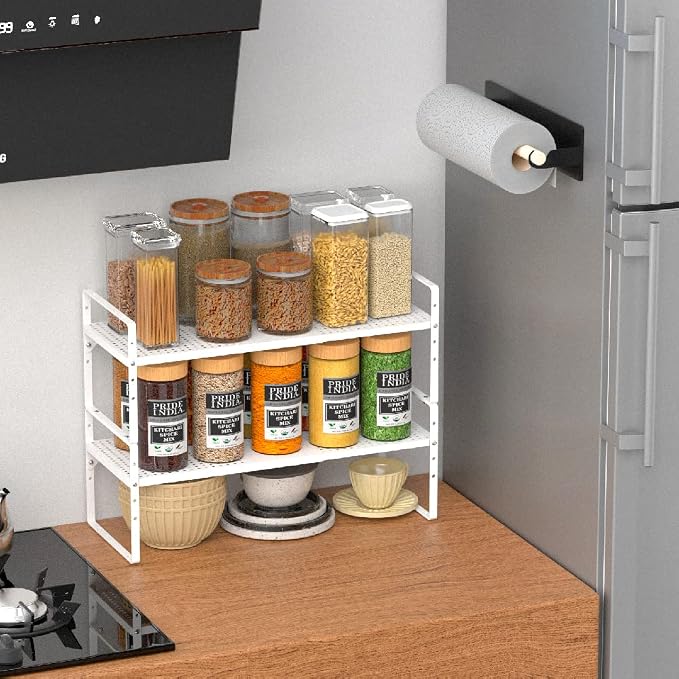Expandable Cabinet Shelf Organizer, Stackable Pantry Cabinet Counter Under Sink - Image 2