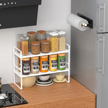 Expandable Cabinet Shelf Organizer, Stackable Pantry Cabinet Counter Under Sink - Image 2