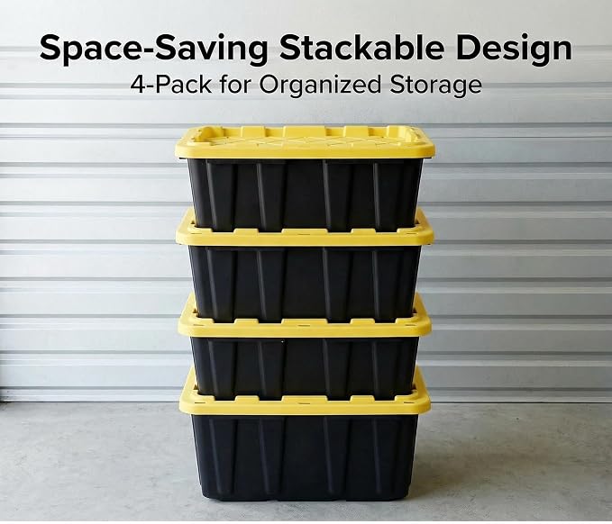 4 Pack 17 Gallon Stackable Lockable Storage Bins - Image 5