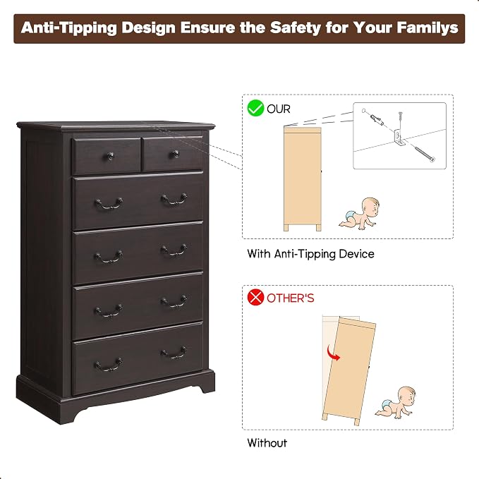 T4TREAM 6 Drawers Dresser Chests - Image 8
