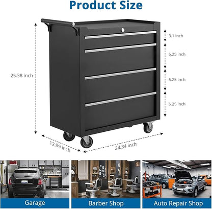 IDEALHOUSE Rolling Tool Chest, 4 Drawers Tool Storage Cabinet, Toolbox - Image 3