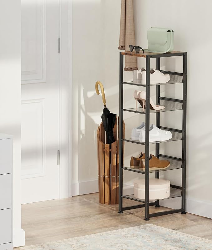 6 Tiers Vertical Shoe Rack, Corner Shoe Storage Organizer, Narrow Shoe Tower - Image 2
