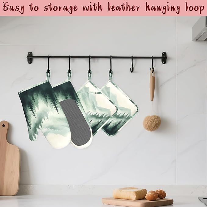 Misty Forest Mountain Heat-Resistant Silicone Oven Mitts and Pot Holders - Image 5