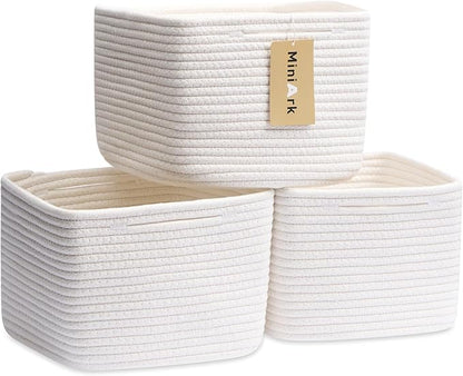 Small Organizing Baskets for Cubes Shelf, 9.7x9.7x7.1 Inch Rope Woven Storage by MiniArkStorageBasketsHome