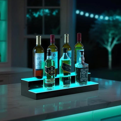 VEVOR LED Lighted Liquor Bottle Display, 2 Tiers 20 Inches Whiskey Rack - Image 8