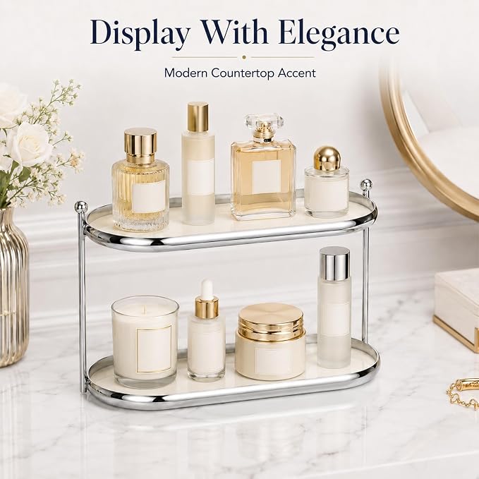 2 Tier Perfume Organizer, Stainless Steel Frame - Image 8