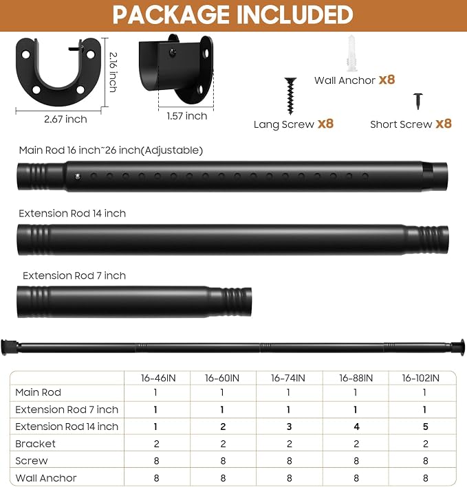 Adjustable Closet Rod, 16 to 72 Inche Closet Rods - Image 6