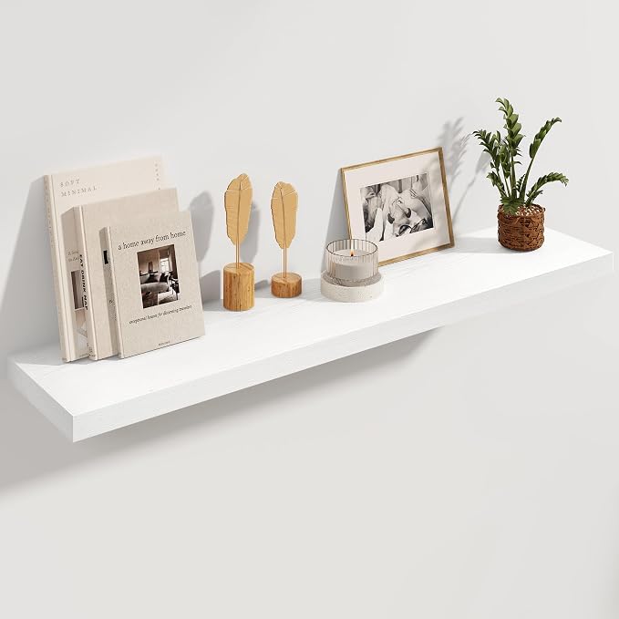 White Floating Shelves 48 Inch Long, 8 Deep Floating Shelves by FunMemories