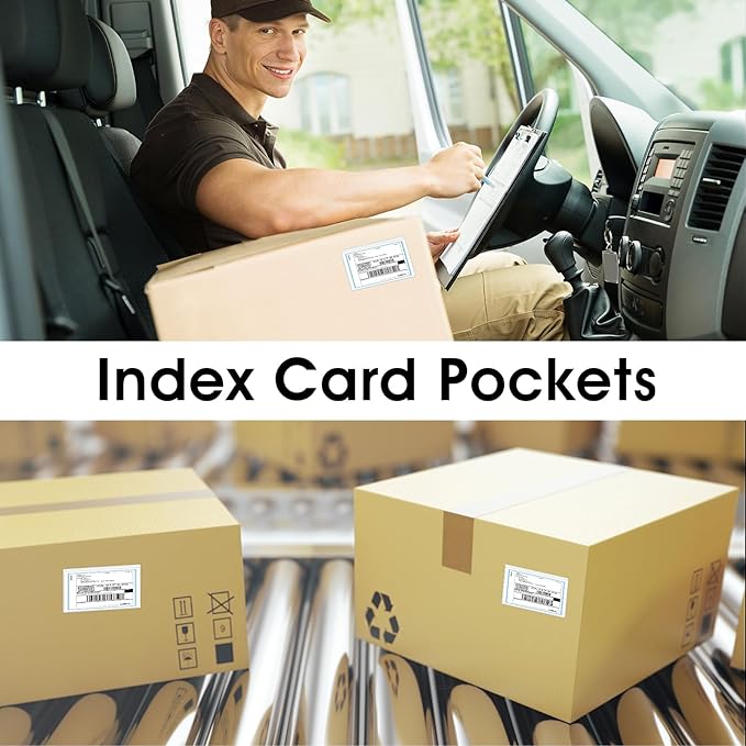 Prasacco 30 Pcs Self-Adhesive Index Card Holders Business Card Pockets Clear - Image 6