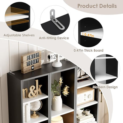 FOTOSOK Bookshelf Bookcase 8-Tier Narrow Bookshelf Tall CD Media Tower Rack | - Image 7