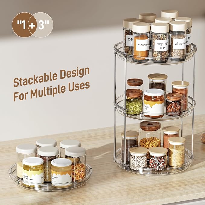 LAMU 2 Tier Lazy Susan Turntable Organizer 9.25'' Rotating Spice Rack - Image 6