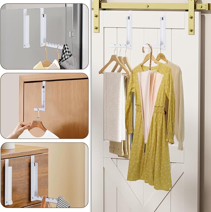 4PCS Over The Door Hanger Folding Over The Door Clothes Drying Rack Folding - Image 5