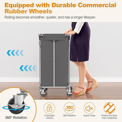 115L Laundry Basket with Wheels, 30 Gal. Rolling Laundry Hamper, Removable and - Image 3