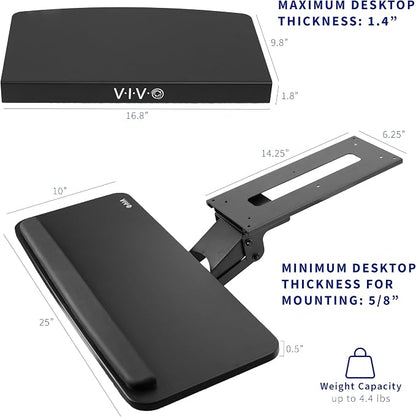 VIVO Black Under Desk Corner 25 x 10 inch Keyboard Tray, MOUNT-KB03B | Computer - Image 6